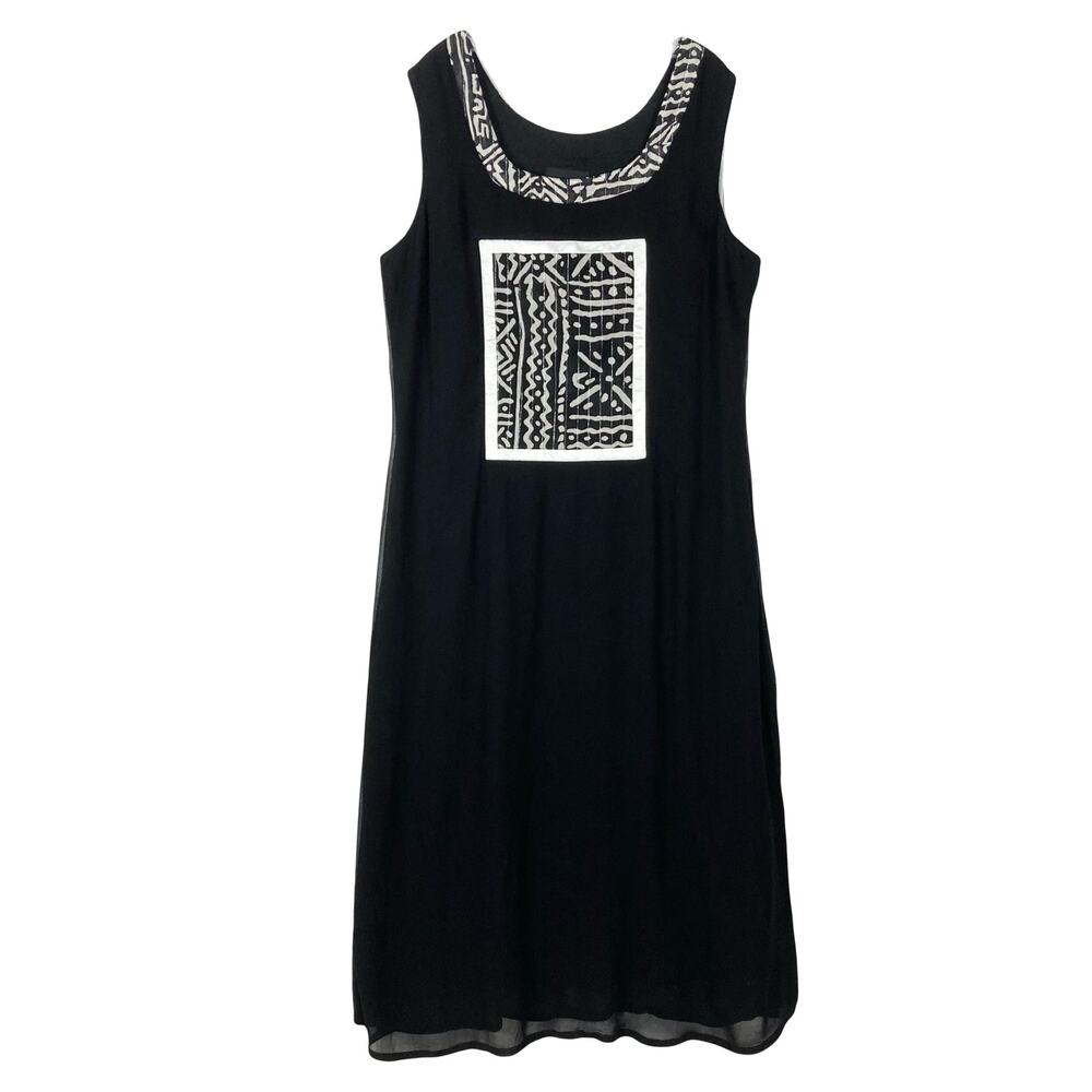 ASHRO Dress XL Tribal Print Glitter Dtripe Split Side Lined Maxi Sleeveless